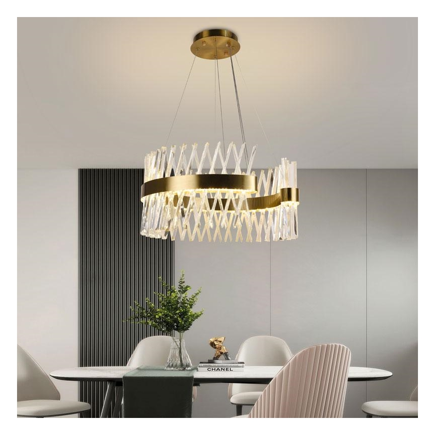Dimmbarer LED-Kristallkronleuchter an Schnur LED/130W/230V 3000-6500K golden + Fernbedienung