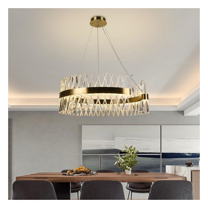 Dimmbarer LED-Kristallkronleuchter an Schnur LED/175W/230V 3000-6500K golden + Fernbedienung