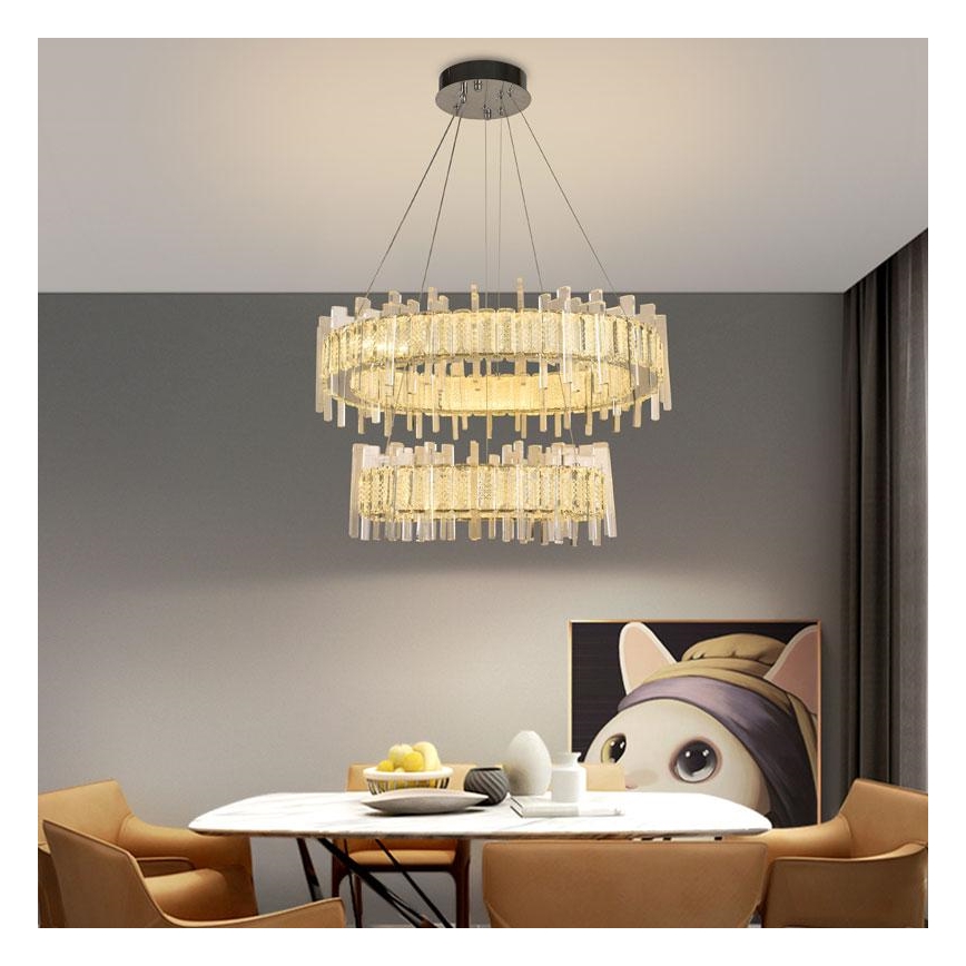 Dimmbarer LED-Kristallkronleuchter an Schnur LED/65W/230V 3000-6500K + Fernbedienung