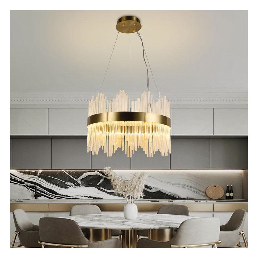 Dimmbarer LED-Kristallkronleuchter an Schnur LED/70W/230V 3000-6500K golden + Fernbedienung