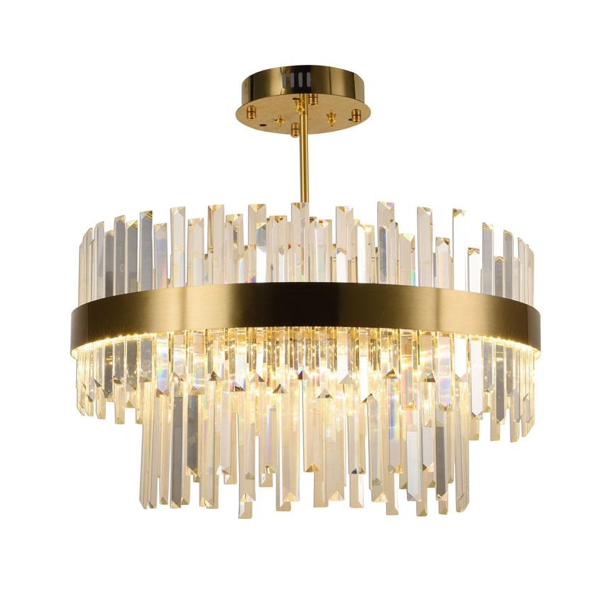 Dimmbarer LED-Kristallkronleuchter an Stange LED/80W/230V 3000-6500K golden + Fernbedienung