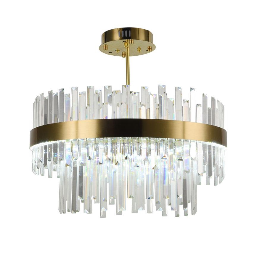 Dimmbarer LED-Kristallkronleuchter an Stange LED/80W/230V 3000-6500K golden + Fernbedienung