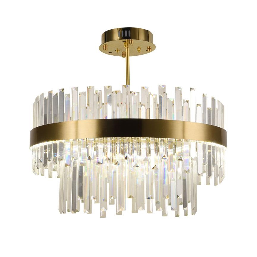 Dimmbarer LED-Kristallkronleuchter an Stange LED/80W/230V 3000-6500K golden + Fernbedienung