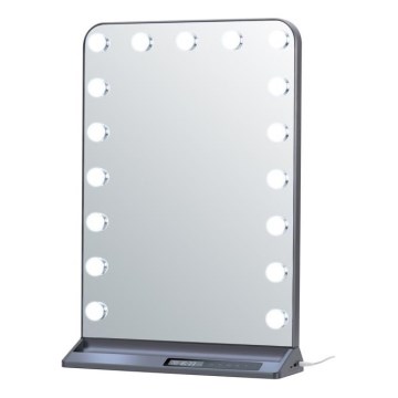 Dimmbarer LED-Make-up-Spiegel HOLLYWOOD LED/18W/230V 3000/4200/6000K grau