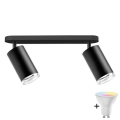 Dimmbarer LED RGBW-Badezimmer-Spot TURYN 2xGU10/6,5W/230V 2700-6500K Wi-Fi IP44 schwarz