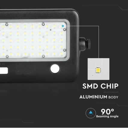 Dimmbarer LED-Solarstrahler mit Sensor LED/10W/3,7V 4000K IP65 7200 mAh + USB-Anschluss