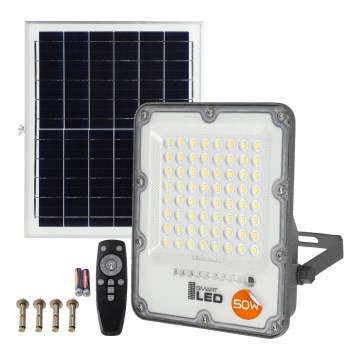 Dimmbarer LED-Solarscheinwerfer LED/50W/3,2V 5000K 6000 mAh IP65 schwarz + Fernbedienung