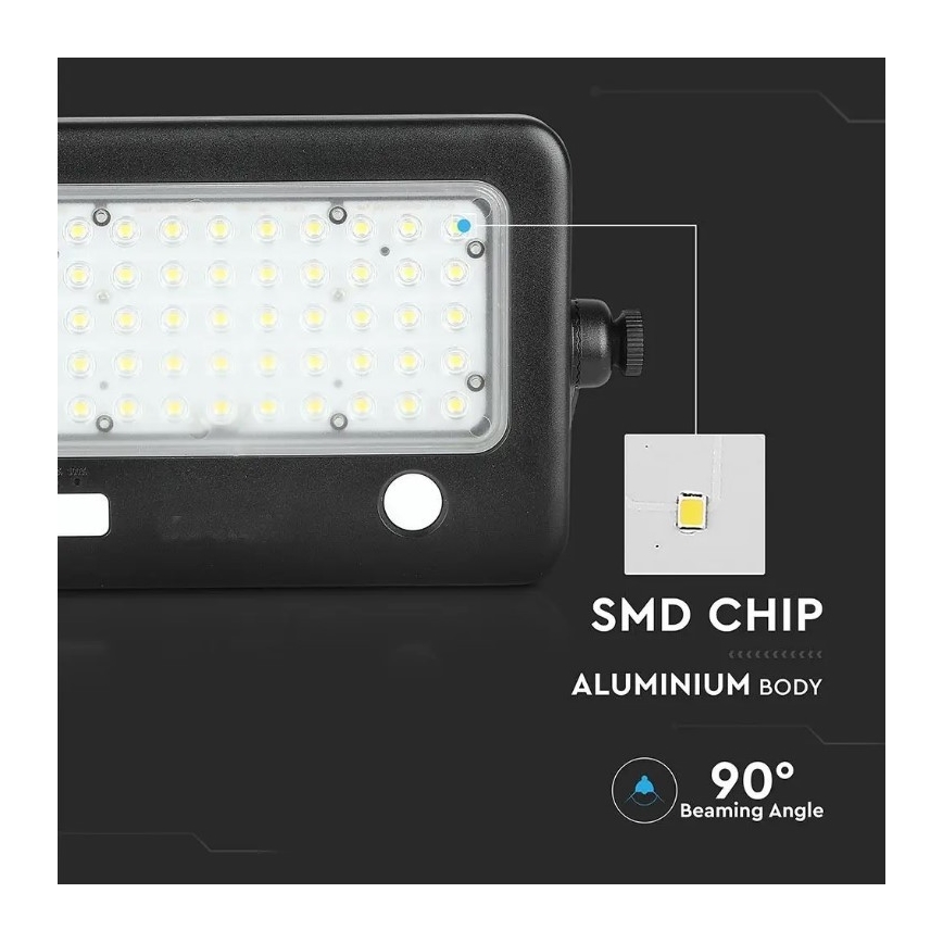 Dimmbarer LED-Solarstrahler mit Sensor LED/10W/3,7V 4000K IP65 7200 mAh + USB-Anschluss