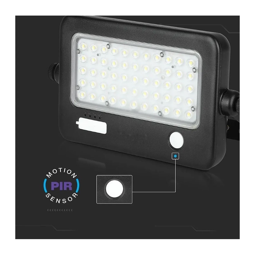 Dimmbarer LED-Solarstrahler mit Sensor LED/10W/3,7V 4000K IP65 7200 mAh + USB-Anschluss