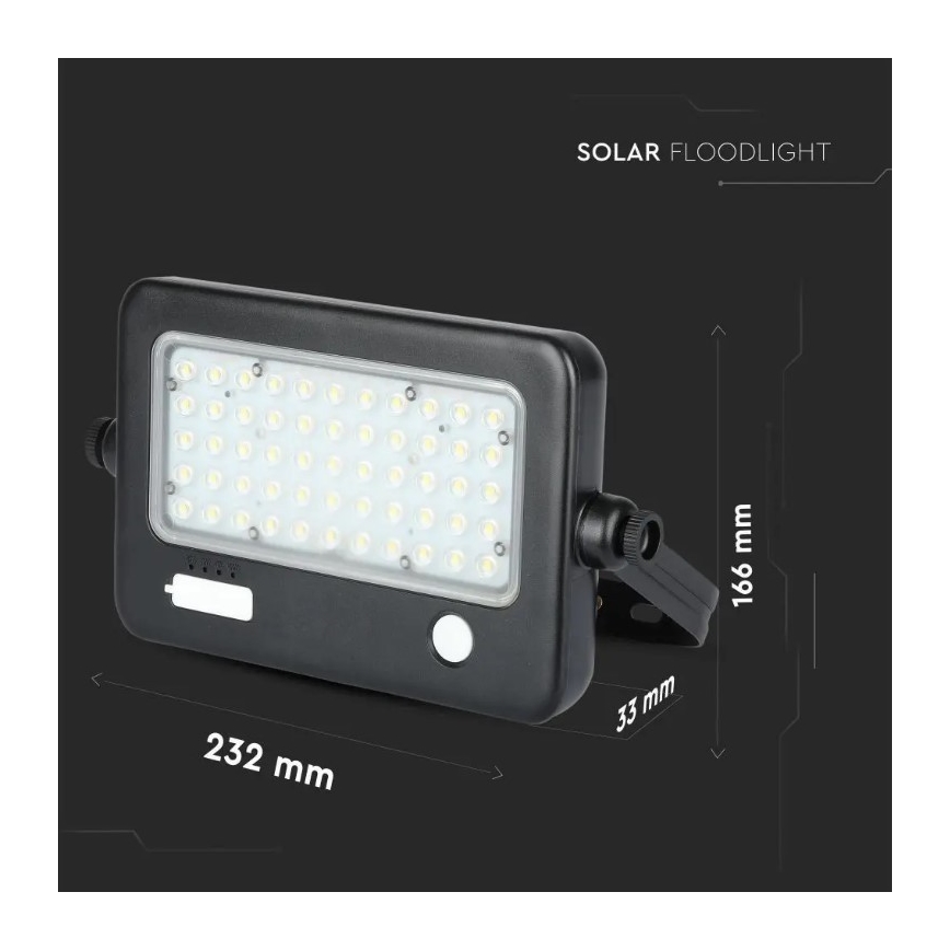 Dimmbarer LED-Solarstrahler mit Sensor LED/10W/3,7V 4000K IP65 7200 mAh + USB-Anschluss