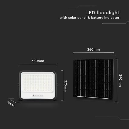 Dimmbarer LED-Solarfluter LED/400W/3,2V 2000-8000K IP65 20000 mAh schwarz + Fernbedienung