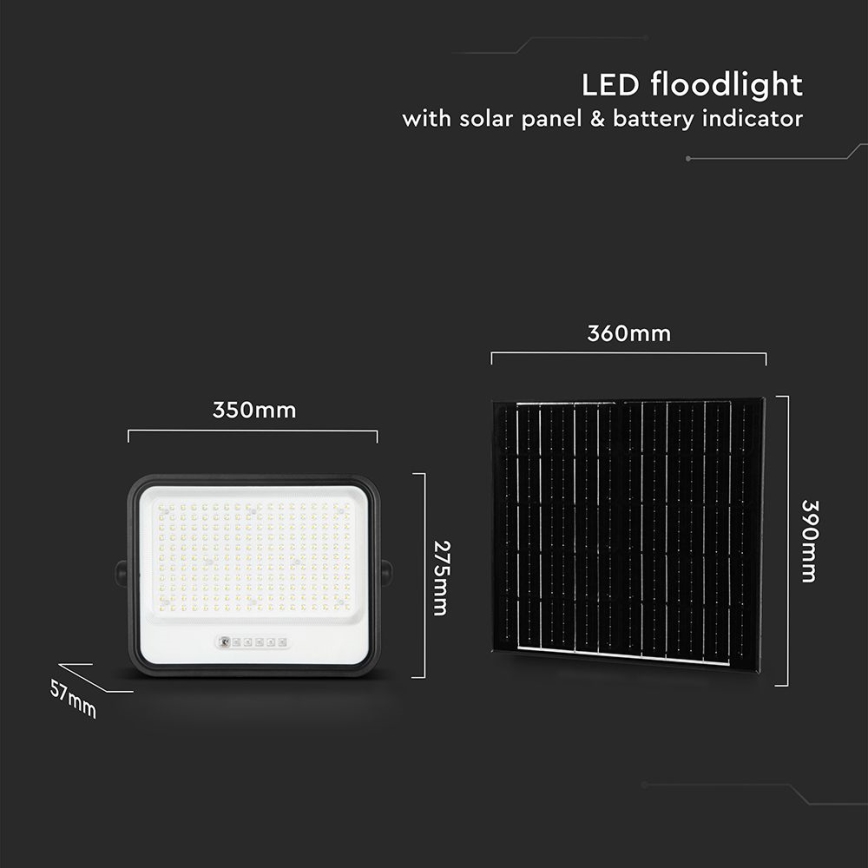 Dimmbarer LED-Solarfluter LED/400W/3,2V 2000-8000K IP65 20000 mAh schwarz + Fernbedienung
