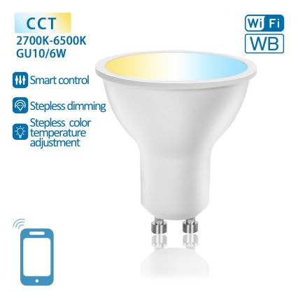 Dimmbares LED-Leuchtmittel GU10/6W/230V 2700-6500K Wi-Fi - Aigostar