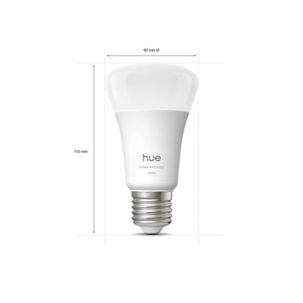 Dimmbares LED-Leuchtmittel Philips Hue WHITE AND COLOR AMBIANCE E27/8,1W/230V 1000-20000K