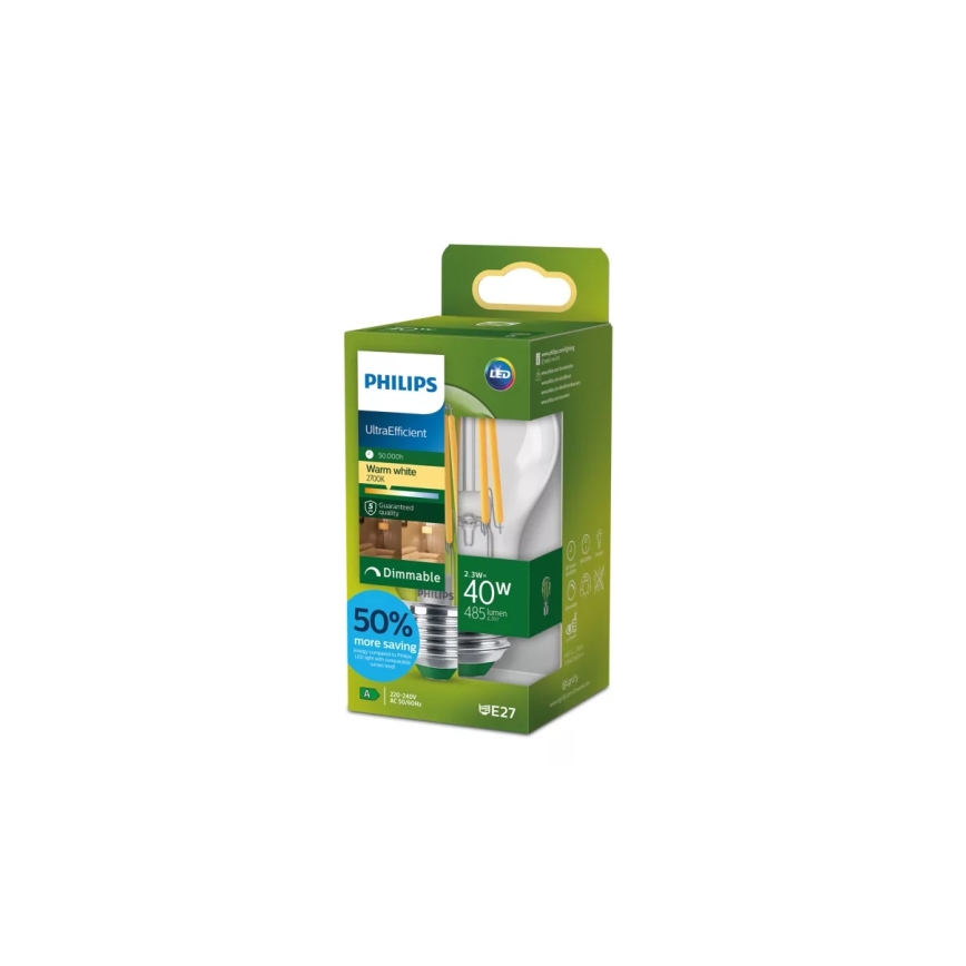 Dimmbares LED-Leuchtmittel ULTRAEFFICIENT VINTAGE Philips A60 E27/2,3W/230V 2700K