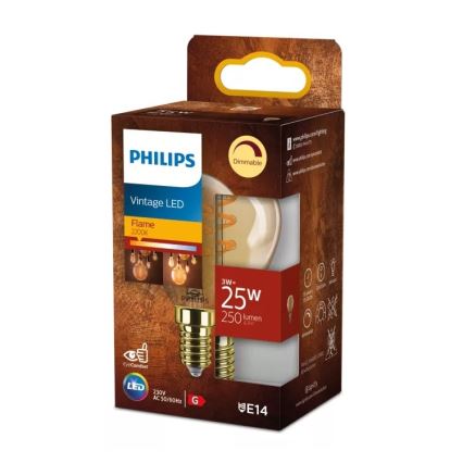 Dimmbares LED-Leuchtmittel VINTAGE Philips P45 E14/3W/230V 2200K