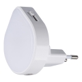 Dimmbares LED-Orientierungslicht mit Dämmerungssensor für die Steckdose ULOV LED/0,5W/230V weiß