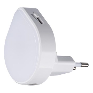 Dimmbares LED-Orientierungslicht mit Dämmerungssensor für die Steckdose ULOV LED/0,5W/230V weiß
