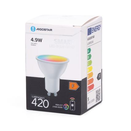 Dimmbares LED-RGBW-Leuchtmittel GU10/4,9W/230V 2700-6500K Wi-Fi - Aigostar