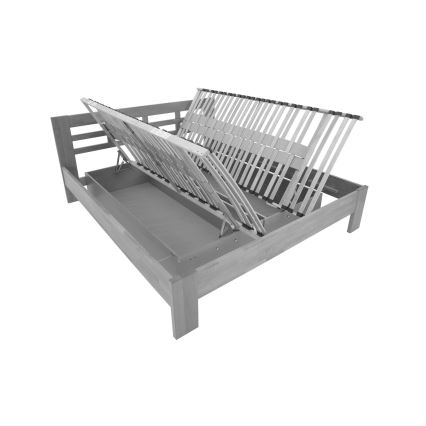 Doppelbett aus massivem Holz mit Stauraum ANGELA 180x200 cm Buche