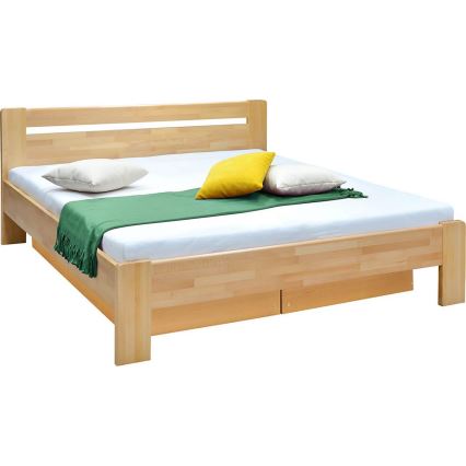 Doppelbett mit Lattenrost und Stauraum aus massivem AMARA 180x200 cm Buche