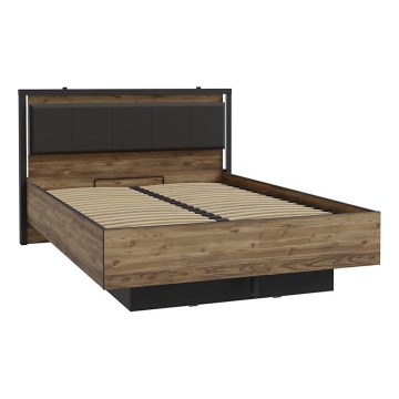 Doppelbett mit Stauraum OREN 140x200 cm braun/schwarz