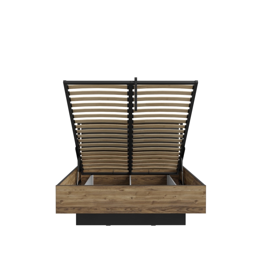 Doppelbett mit Stauraum OREN 140x200 cm braun/schwarz