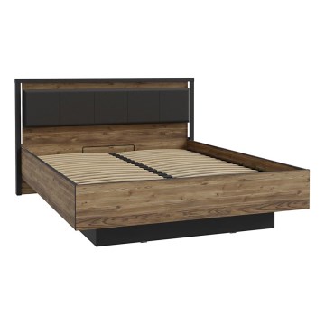 Doppelbett mit Stauraum OREN 160x200 cm braun/schwarz