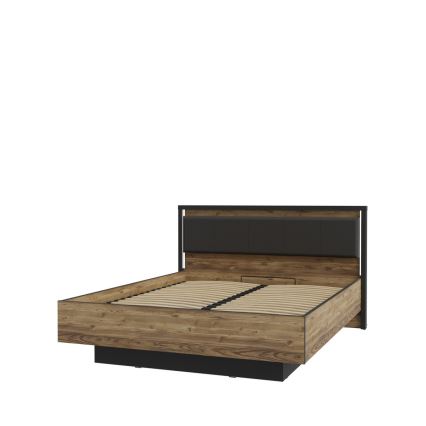 Doppelbett mit Stauraum OREN 160x200 cm braun/schwarz