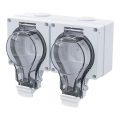 Doppelsteckdose für Feuchträume, 230V/16A, IP66