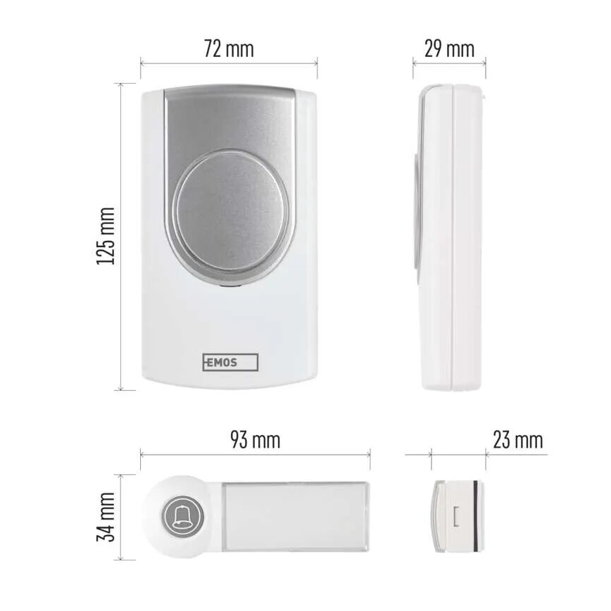 Drahtlose Türklingel 3xAA IP44 weiß/silbern