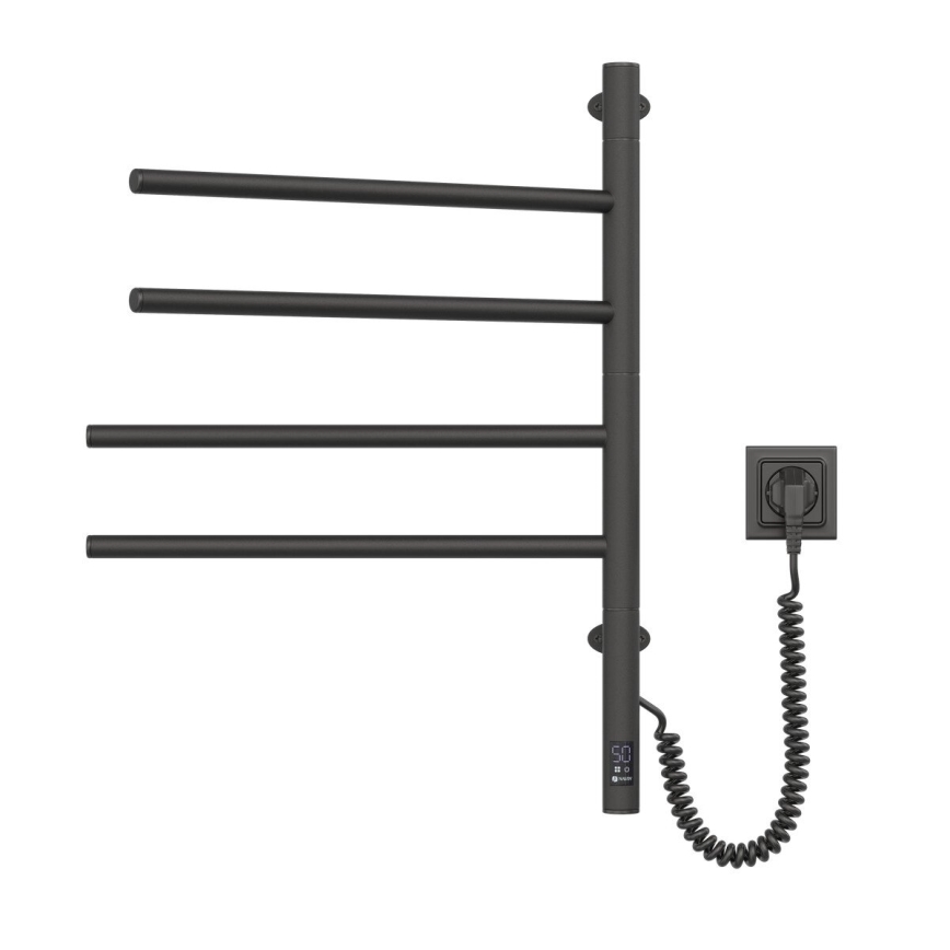 Drehbarer Elektro-Handtuchhalter mit Thermostat ARABESQUE 150W/230V 64,6 cm IP44 schwarz