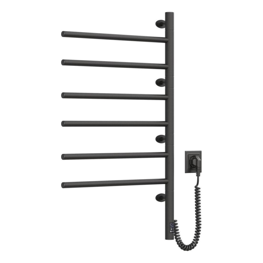 Drehbarer Elektro-Handtuchhalter mit Thermostat ARABESQUE 196W/230V 81,8 cm IP44 schwarz