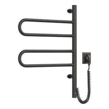 Drehbarer Elektro-Handtuchhalter mit Thermostat FOUETTE 128W/230V 64,6 cm IP44 schwarz