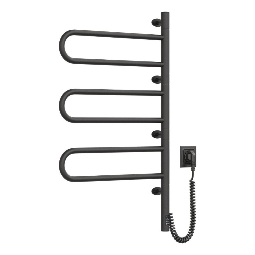 Drehbarer Elektro-Handtuchhalter mit Thermostat FOUETTE 185W/230V 81,8 cm IP44 schwarz