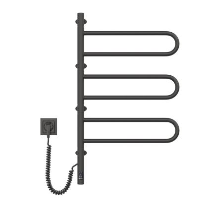 Drehbarer Elektro-Handtuchhalter mit Thermostat FOUETTE 185W/230V 81,8 cm IP44 schwarz