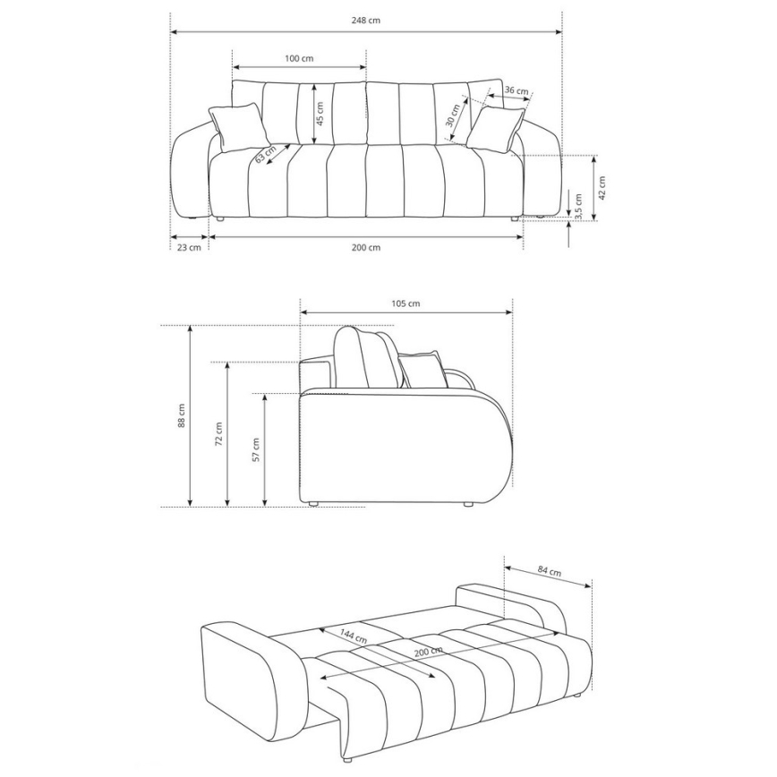 Dreisitzer-Klappsofa DESIO beige