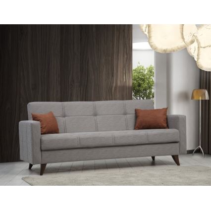 Dreisitziges ausklappbares Sofa KORFU, hellgrau