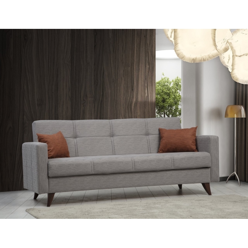 Dreisitziges ausklappbares Sofa KORFU, hellgrau