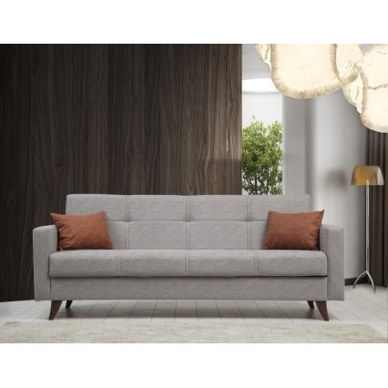 Dreisitziges ausklappbares Sofa KORFU, hellgrau
