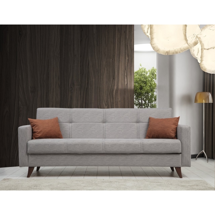 Dreisitziges ausklappbares Sofa KORFU, hellgrau