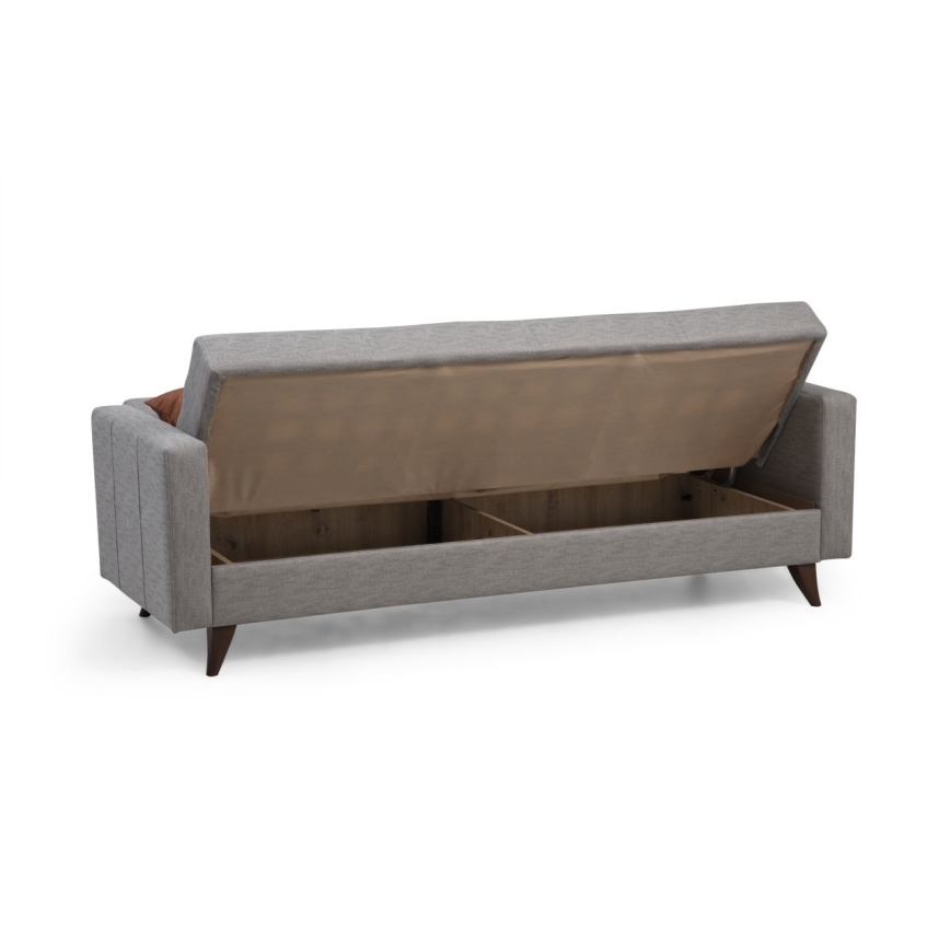 Dreisitziges ausklappbares Sofa KORFU, hellgrau