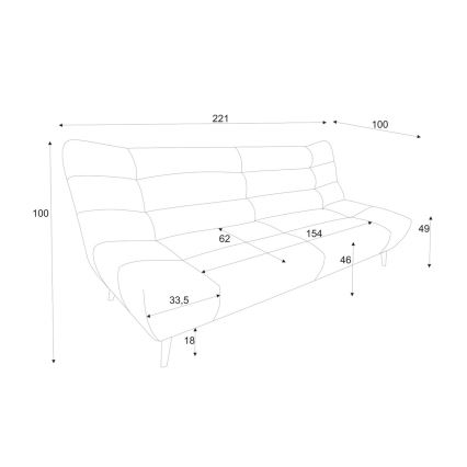 Dreisitziges Sofa ALBA grau