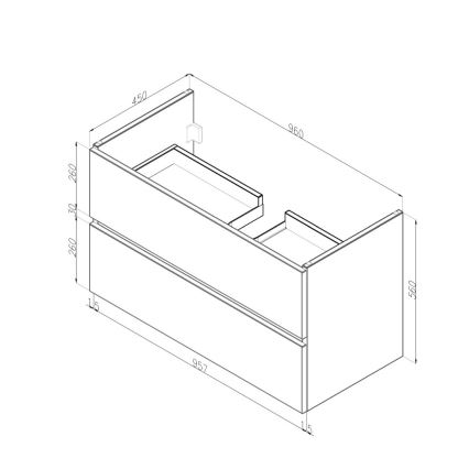 Dřevojas - Badezimmer-Unterschrank mit Waschbecken BANO 100x47 cm Dunkle Eiche/Weiß