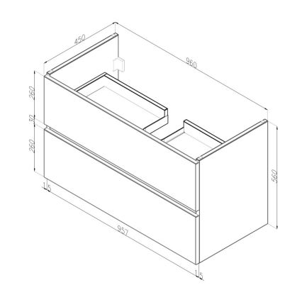 Dřevojas - Badezimmerschrank mit Waschbecken BANO 100x47 cm Eiche/Weiß