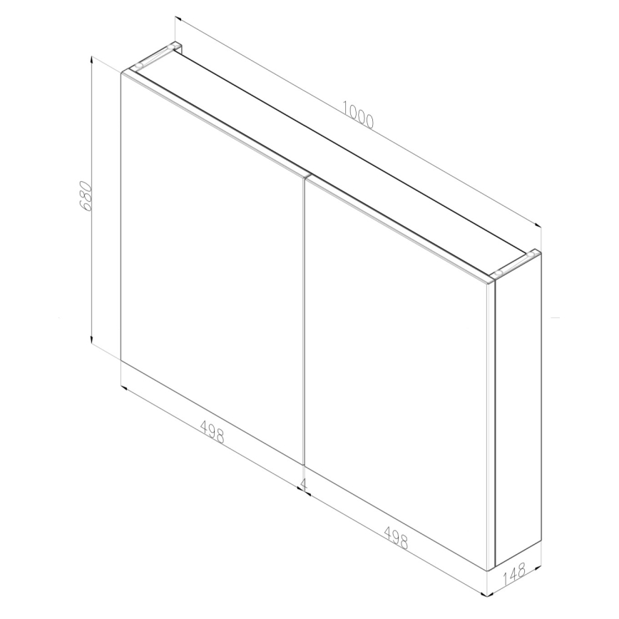 Dřevojas - Spiegelschrank NEXI 100x68 cm Eiche