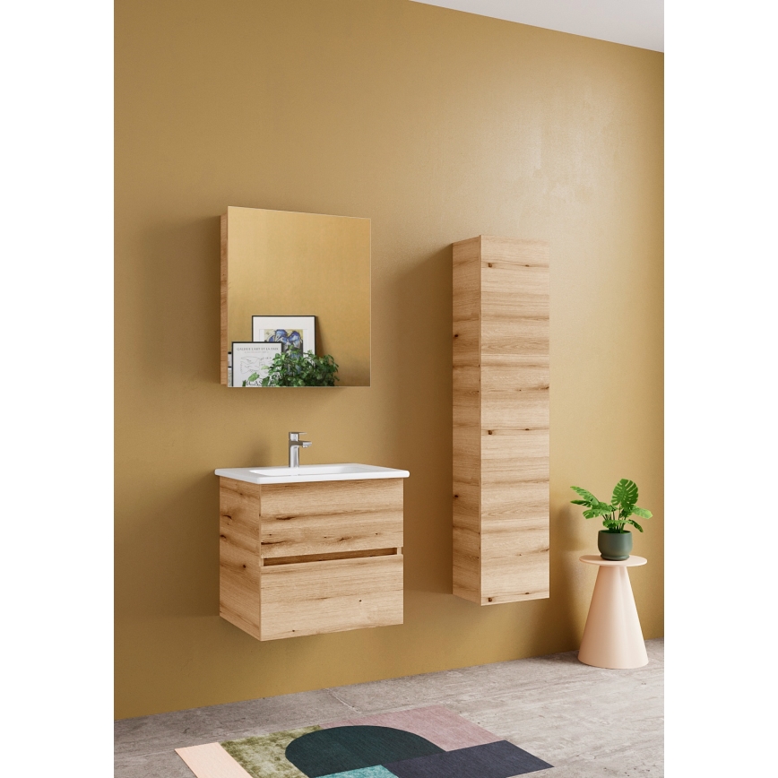 Dřevojas - Spiegelschrank NEXI 60x68 cm Eiche