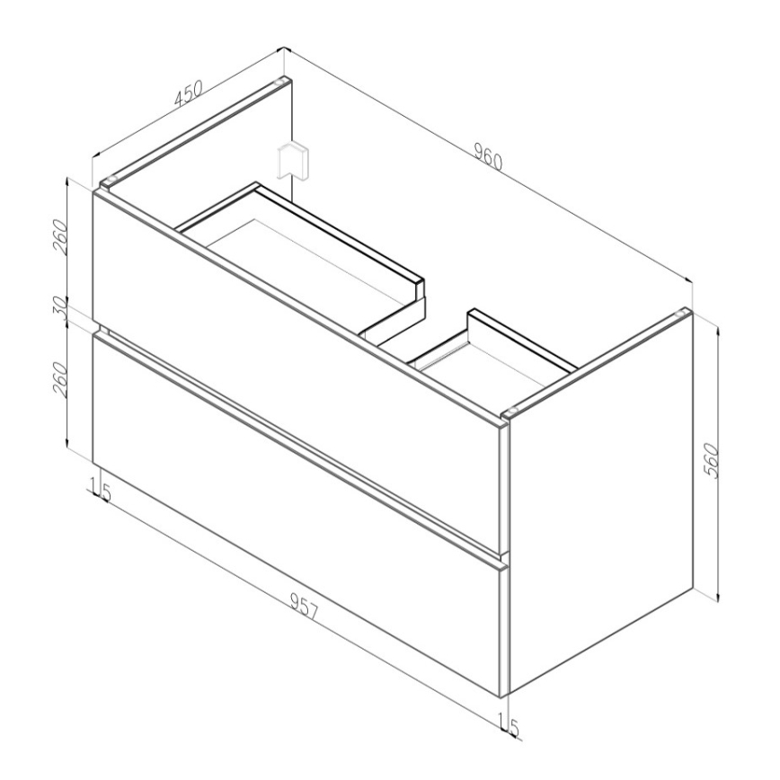 Dřevojas - Waschtischunterschrank mit Waschbecken BANO 100x47 cm weiß