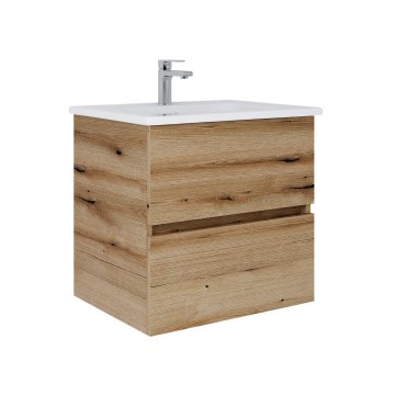 Dřevojas - Waschtischunterschrank mit Waschbecken BANO 60x47 cm Eiche/weiß
