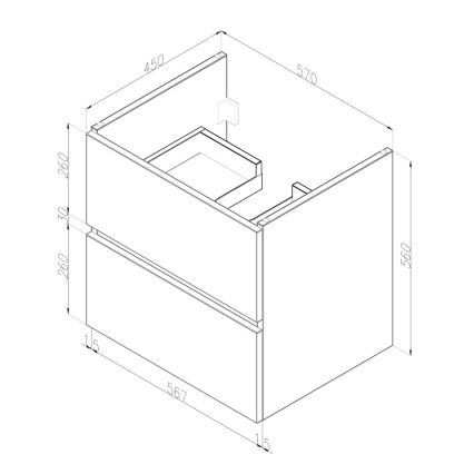 Dřevojas - Waschtischunterschrank mit Waschbecken BANO 60x47 cm Eiche/weiß